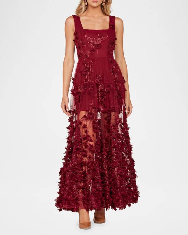 Kate Embroidered Floral Applique Gown
